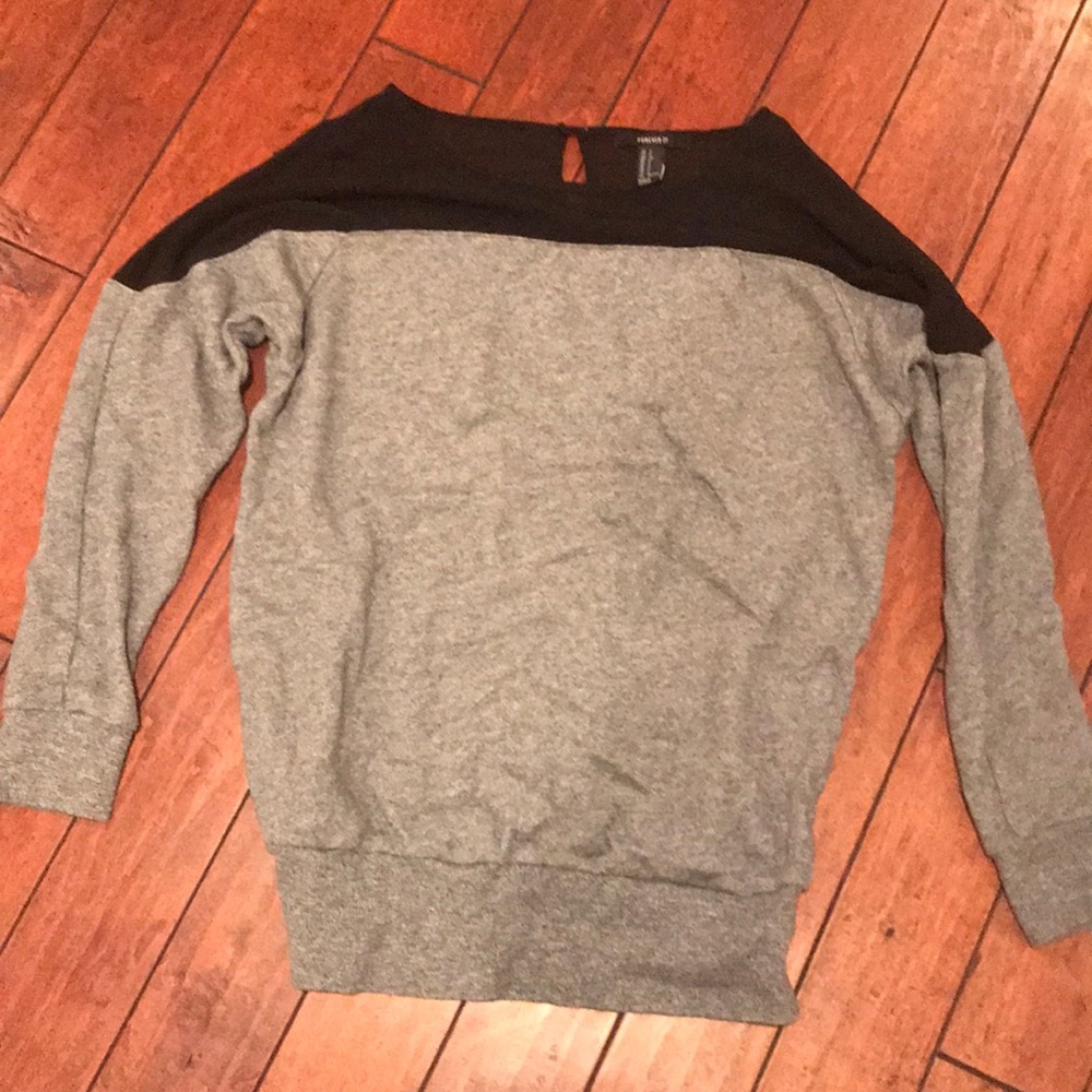 grey and black sheer top sweater